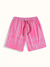 Load image into Gallery viewer, Paisley Men's Casual Hawaiian Beach Shorts with Pockets, Patterned Drawstring Swim Trunks for Summer Vacation Beach Pool, Outdoor Beach Shorts