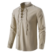 Load image into Gallery viewer, Men’s Sahara Lace-Up Linen Shirt