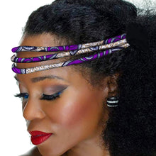 Load image into Gallery viewer, African Wax Print Headband Colorful Kente 3 Strand Vibrant Afrocentric Headband Headwrap Handmade Accessory WYB599