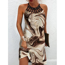 Load image into Gallery viewer, Summer Women's Dress O-neck Hollow Design Sense Halter Neck Fashion Printed Vacation Beach Hot Girl Mini Skirt