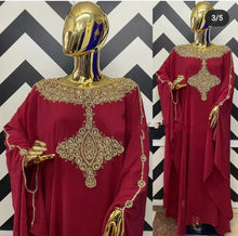 Load image into Gallery viewer, Chiffon African Dashiki Muslim Abayas For Women Dubai Maxi Bazin Dress Pattern Print Kaftan Batwing Sleeve Sashes Pullover Robe