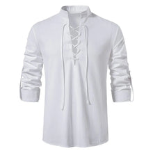 Load image into Gallery viewer, Men’s Sahara Lace-Up Linen Shirt
