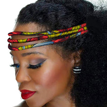 Load image into Gallery viewer, African Wax Print Headband Colorful Kente 3 Strand Vibrant Afrocentric Headband Headwrap Handmade Accessory WYB599