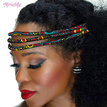 Load image into Gallery viewer, African Wax Print Headband Colorful Kente 3 Strand Vibrant Afrocentric Headband Headwrap Handmade Accessory WYB599