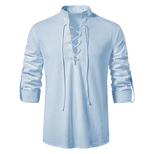 Load image into Gallery viewer, Men’s Sahara Lace-Up Linen Shirt