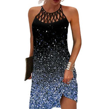 Load image into Gallery viewer, Summer Women's Dress O-neck Hollow Design Sense Halter Neck Fashion Printed Vacation Beach Hot Girl Mini Skirt