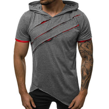 Load image into Gallery viewer, Summer Men Hooded t-shirt New Casual Slim Short Sleeve t shirt men Plus Size 3XL Solid Men Clothes Streetwear Tee Shirt