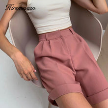 Load image into Gallery viewer, Hirsionsan High Waist Shorts Women New Summer Casual Elegant Soft Pants with Sashes Loose Shorts with Pockets for Ladies