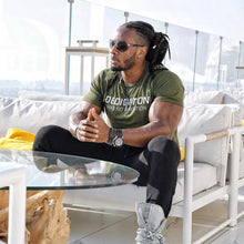 Load image into Gallery viewer, Men Tshirt Bodybuilding Breathability Cotton Summer Casual Letter Printed Short Sleeve Shirt Men Workout 3XL