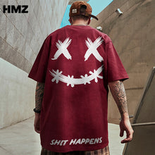 Load image into Gallery viewer, HMZ T Shirt Streetwear Men Oversize Hip Hop T-Shirt Smile Print Harajuku Tshirt Summer Short Sleeve Cotton Loose Tops Tees