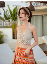 Load image into Gallery viewer, summer holiday beach camis lady sexy tassels crochet camisole women sexy tassels bikini camis female crochet halter bikini tops