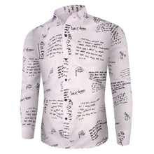 Load image into Gallery viewer, New Arrival Casual Business Plaid Shirts Men Dress Vintage Newspaper Print Long Sleeve Camisa Social Mens Floral Shirts M-3XL