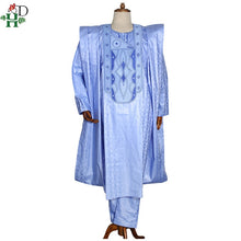 Load image into Gallery viewer, H&D south african traditional wear formal attire bazin riche dashiki outfits shirt pants robe suit no cap african men agbada