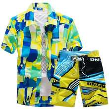 Load image into Gallery viewer, Hot Sale Mens Hawaiian Shirts Set 2020 Fashion Summer Floral Shirts Men +Print Beach Shorts Short Sleeve Tracksuit Men's Sets 69