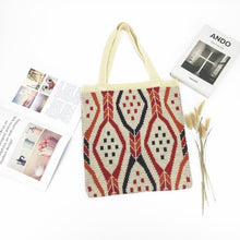 Load image into Gallery viewer, Lady Knitting Gypsy Bohemian Boho Chic Aztec Tote Bag Women Crochet Woolen Open Shopper Top-handle Bag 2020 Female Daily Handbag