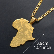 Load image into Gallery viewer, Anniyo Silver Color/Gold Color Africa Map With Flag Pendant Chain Necklaces African Maps Jewelry for Women Men #035321P