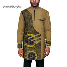 Load image into Gallery viewer, Trendy African Men Clothes Male Long Sleeve Patchwork Dashiki Long Top African Print Causal Wedding African Clothing WYN669