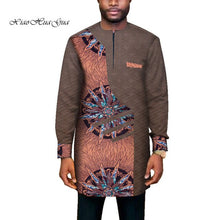 Load image into Gallery viewer, Trendy African Men Clothes Male Long Sleeve Patchwork Dashiki Long Top African Print Causal Wedding African Clothing WYN669