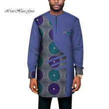 Load image into Gallery viewer, Trendy African Men Clothes Male Long Sleeve Patchwork Dashiki Long Top African Print Causal Wedding African Clothing WYN669