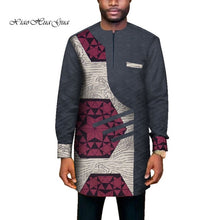 Load image into Gallery viewer, Trendy African Men Clothes Male Long Sleeve Patchwork Dashiki Long Top African Print Causal Wedding African Clothing WYN669