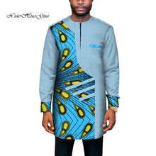 Load image into Gallery viewer, Trendy African Men Clothes Male Long Sleeve Patchwork Dashiki Long Top African Print Causal Wedding African Clothing WYN669