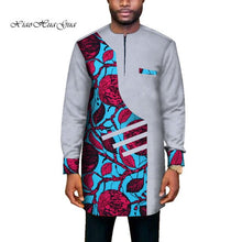 Load image into Gallery viewer, Trendy African Men Clothes Male Long Sleeve Patchwork Dashiki Long Top African Print Causal Wedding African Clothing WYN669