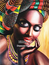Load image into Gallery viewer, Huacan 5d Diamond Painting African Woman Handmade Gift Embroidery Portrait Farmhouse Home Decor Home Decor