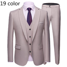 Load image into Gallery viewer, 19 Color / Fashion Men's Casual Business Suit 3 Pieces Set / Male Two Button Blazers Trousers Pants Vest Waistcoat