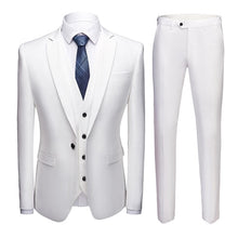 Load image into Gallery viewer, 19 Color / Fashion Men's Casual Business Suit 3 Pieces Set / Male Two Button Blazers Trousers Pants Vest Waistcoat