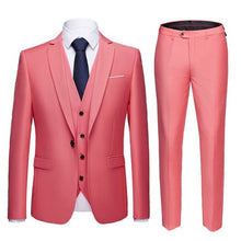 Load image into Gallery viewer, 19 Color / Fashion Men's Casual Business Suit 3 Pieces Set / Male Two Button Blazers Trousers Pants Vest Waistcoat