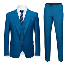 Load image into Gallery viewer, 19 Color / Fashion Men's Casual Business Suit 3 Pieces Set / Male Two Button Blazers Trousers Pants Vest Waistcoat