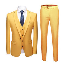 Load image into Gallery viewer, 19 Color / Fashion Men's Casual Business Suit 3 Pieces Set / Male Two Button Blazers Trousers Pants Vest Waistcoat