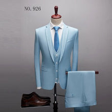 Load image into Gallery viewer, 19 Color / Fashion Men's Casual Business Suit 3 Pieces Set / Male Two Button Blazers Trousers Pants Vest Waistcoat
