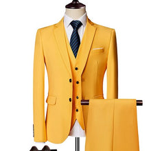Load image into Gallery viewer, 19 Color / Fashion Men's Casual Business Suit 3 Pieces Set / Male Two Button Blazers Trousers Pants Vest Waistcoat