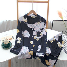 Load image into Gallery viewer, Spring / Summer 2021 New 100% viscose long-sleeved trousers ladies pajamas suit simple style long pajamas women's home service