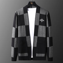 Load image into Gallery viewer, Leisure Blue Bee Mens Sweater Cardigan British Style Fall Knitted Cardigan Sweater Trend Brand Fashion Plaid Cardigan Coat Men 80