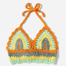 Load image into Gallery viewer, Crochet Bikini Sets Multi Color Knitted Rainbow Striped Off Shoulder Top + Bottom Bikini Beachwear Bathing Suit Women Swimsuit