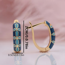 Load image into Gallery viewer, Luxurious Vintage Enamel Copper Hoop Earrings 1 Pair - Elegant Retro Style with Golden-Tone Accents, Stainless Steel Posts - Ideal for Gifting &amp; Vacation Wear, Novelty Earrings
