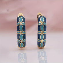 Load image into Gallery viewer, Luxurious Vintage Enamel Copper Hoop Earrings 1 Pair - Elegant Retro Style with Golden-Tone Accents, Stainless Steel Posts - Ideal for Gifting &amp; Vacation Wear, Novelty Earrings
