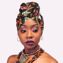Load image into Gallery viewer, Awegeo Luxury Shower Cap for Women - Unscented, Hand-Tied Knot, Fashionable African Print Turban - Versatile for Daily Use, Comfortable &amp; Breathable High-Quality Head Wrap (1-Pack)
