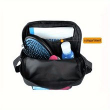 Load image into Gallery viewer, Women's Fashion Crossbody Bag, Cute African Girl Print, Durable Lightweight, Casual Shoulder Bag with Zippered Back Pocket, Polyester Lining, Digital Print Washable, No Oil Edging, Anime Theme, Black
