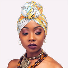 Load image into Gallery viewer, Awegeo Luxury Shower Cap for Women - Unscented, Hand-Tied Knot, Fashionable African Print Turban - Versatile for Daily Use, Comfortable &amp; Breathable High-Quality Head Wrap (1-Pack)
