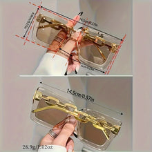 Load image into Gallery viewer, Large Square For Women Luxury Chain Temple Fashion Mirrored Sun Shades For Vacation Beach Party
