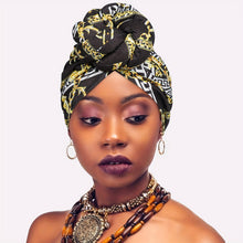 Load image into Gallery viewer, Awegeo Luxury Shower Cap for Women - Unscented, Hand-Tied Knot, Fashionable African Print Turban - Versatile for Daily Use, Comfortable &amp; Breathable High-Quality Head Wrap (1-Pack)
