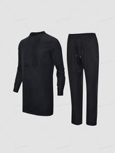 Load image into Gallery viewer, Obsidian Classic Men’s Kaftan Set – Modern Long Sleeve Traditional Wear
