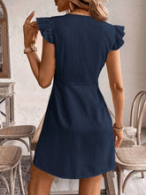 Load image into Gallery viewer, Frenchy Women'S Vacation Casual Solid Color Ruffle Sleeve Front Button Dress
