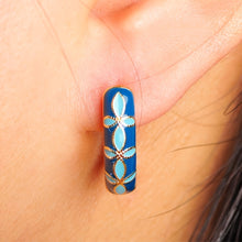 Load image into Gallery viewer, Luxurious Vintage Enamel Copper Hoop Earrings 1 Pair - Elegant Retro Style with Golden-Tone Accents, Stainless Steel Posts - Ideal for Gifting &amp; Vacation Wear, Novelty Earrings
