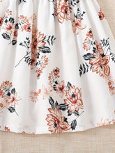 Load image into Gallery viewer, Floral Puff Sleeve Shirred Belted Princess Dress for Girls, Summer Party Beach Vacation Clothes
