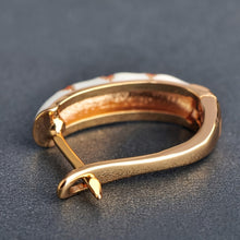 Load image into Gallery viewer, Luxurious Vintage Enamel Copper Hoop Earrings 1 Pair - Elegant Retro Style with Golden-Tone Accents, Stainless Steel Posts - Ideal for Gifting &amp; Vacation Wear, Novelty Earrings
