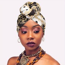 Load image into Gallery viewer, Awegeo Luxury Shower Cap for Women - Unscented, Hand-Tied Knot, Fashionable African Print Turban - Versatile for Daily Use, Comfortable &amp; Breathable High-Quality Head Wrap (1-Pack)
